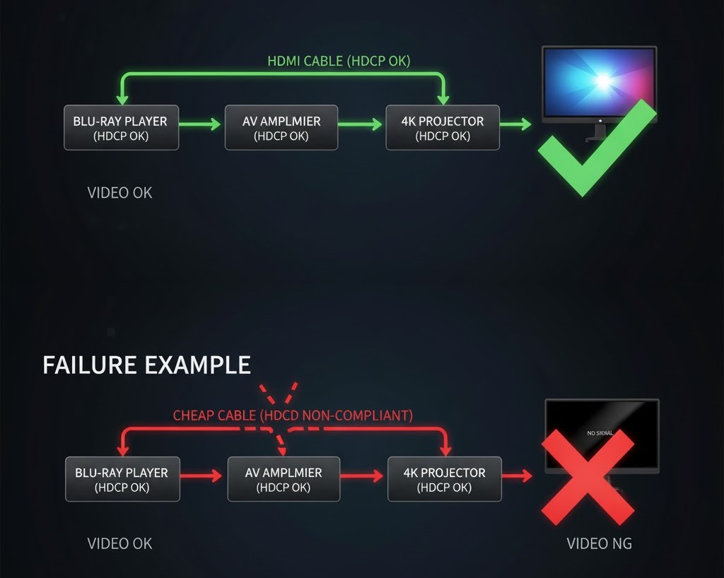 映らない？HDCPの認証失敗