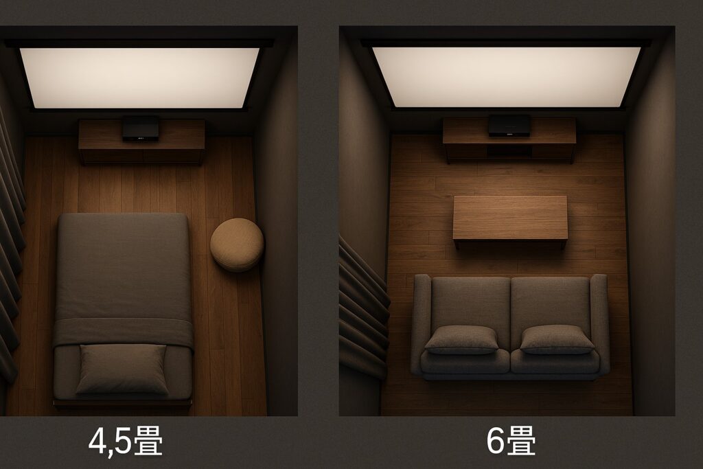 4.5畳と6畳のレイアウトを比較