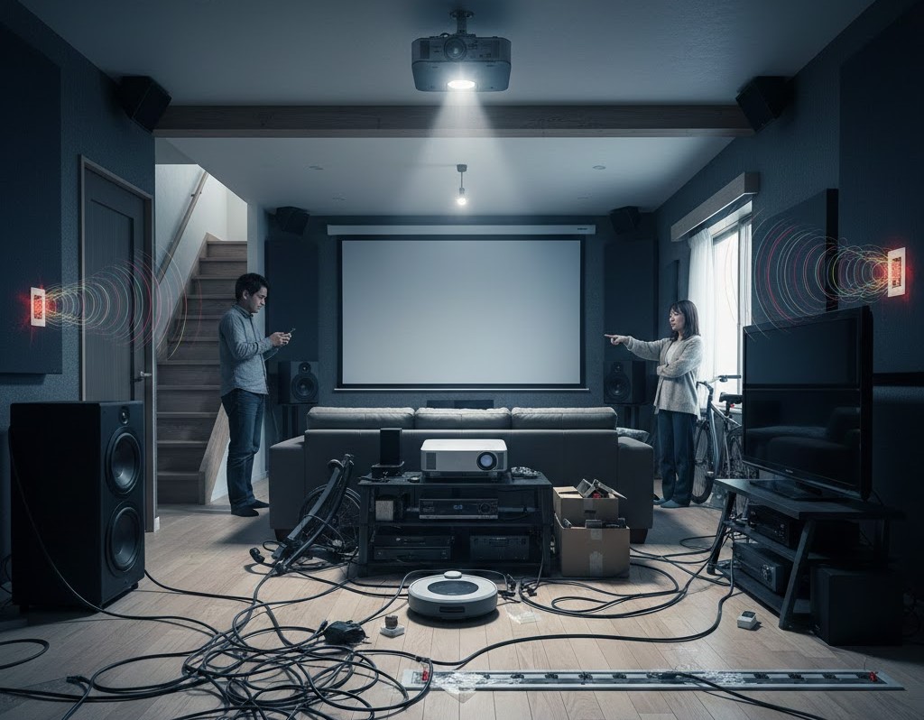 リビングシアターの配線と美観問題