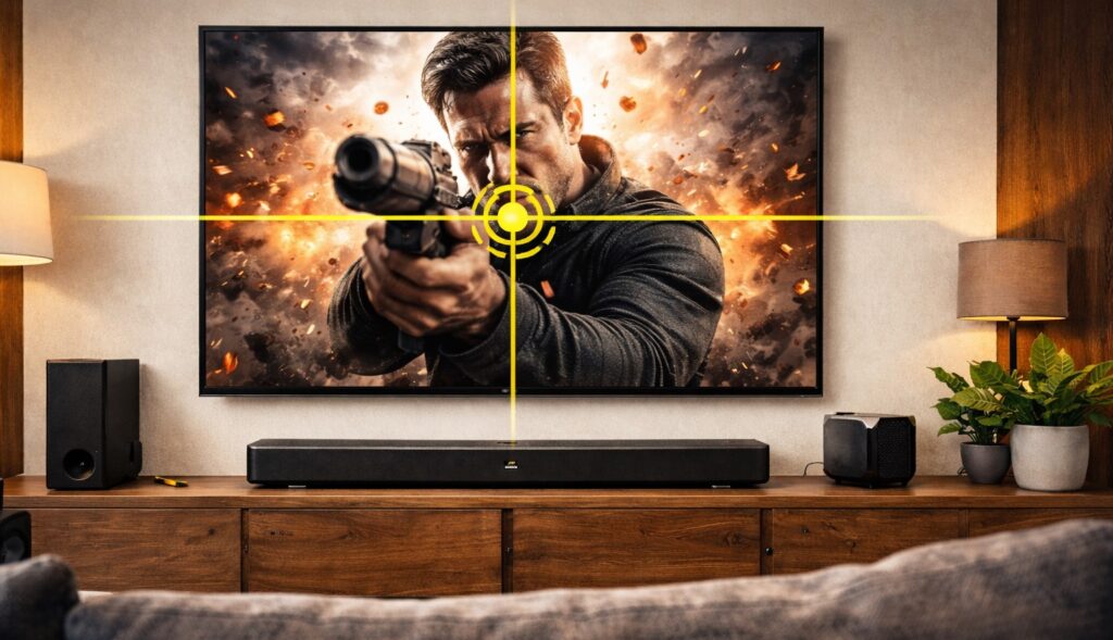 画面の中央に合わせて定位を安定させる