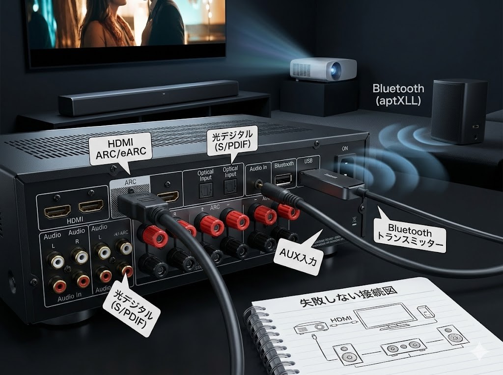 プロジェクターとスピーカーの繋げ方の基本