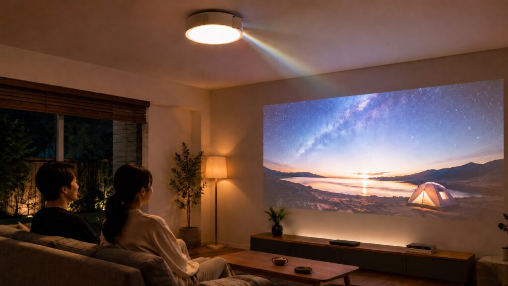 Aladdin X2 Lightでホームシアターを楽しむ様子